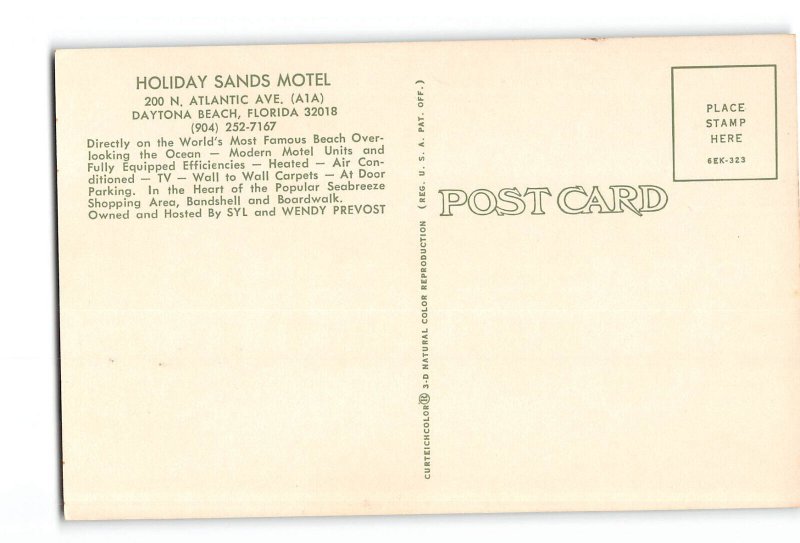 Daytona Beach Florida FL Vintage Postcard Holiday Sands Motel
