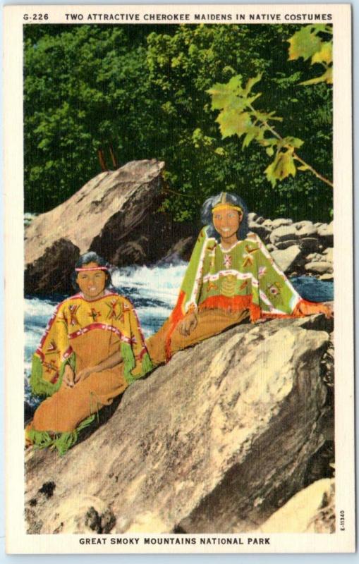 Great Smoky Mountains National Park  CHEROKEE MAIDENS Native American Postcard