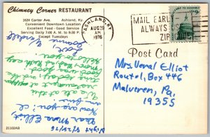Vtg Ashland Kentucky KY Chimney Corner Restaurant 1970s Chrome View Postcard