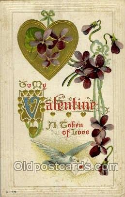 Valentines Day Writing On Back crease left top corner, yellowing on card from...