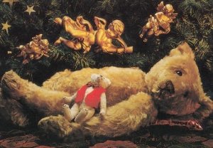 Teddy Bear Funeral RIP Golden Angels of Death Teddies Postcard