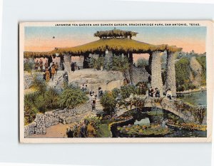 Postcard Japanese Tea Garden & Sunken Garden, Brackenridge Park, San Antonio, TX