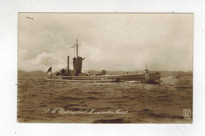 Mint Pre WW2 Germany Navy Real Picture Postcard U Boat 10 Submarine at Sea