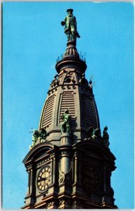 VINTAGE POSTCARD STATUE OF WILLIAM PENN ATOP CITY HALL PENNSYLVANIA P12850