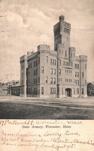 Vintage Postcard 1909 State Armory Building Worcester Massachusetts MA Structure