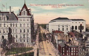 New York Albany State Capitol And State Education Building From City Hall Tower