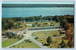 Brockville Ontario Canada Postcard Long Beach Motel Aerial View c1950's