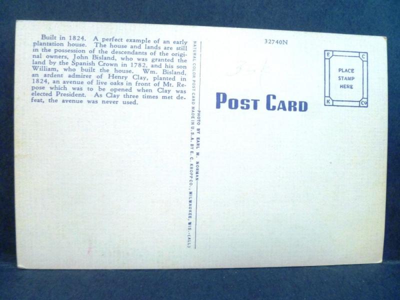 Postcard MS Natchez Mount Repose Plantation House