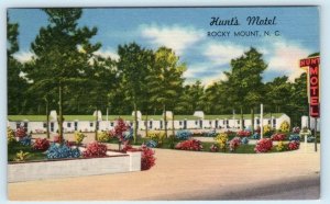 ROCKY MOUNTAIN, North Carolina NC ~ Roadside HUNT'S MOTEL c1940s Linen Postcard