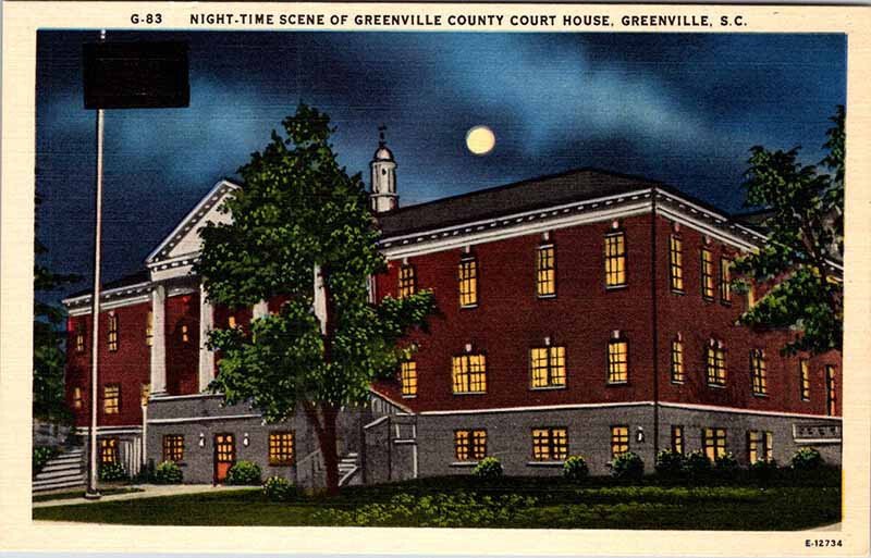 Postcard COURT HOUSE SCENE Greenville South Carolina SC AL0912