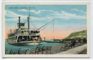 Paddle Steamer River Scene Hannibal Missouri 1930s postcard