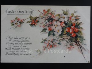 Easter Greeting: May the joys of Springtime Bring wishes warm..Old Postcard