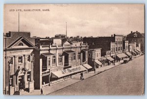 Saskatoon Canada Postcard 2nd Avenue Drugs Store Bank Cars c1910's Antique