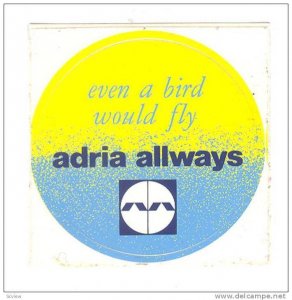 adria allways Airlines Luggage sticker , 60-80s