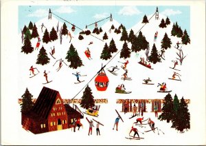 Ski Lift Louise Riney UNIFEF Postcard American Lung Association Stamp 1982