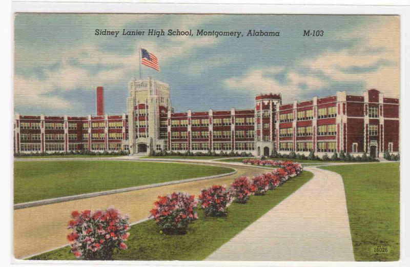 Lanier High School Montgomery Alabama linen postcard