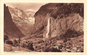 Lauterbrunnen Switzerland Und Staubbach Birds Eye View Antique Postcard J76990