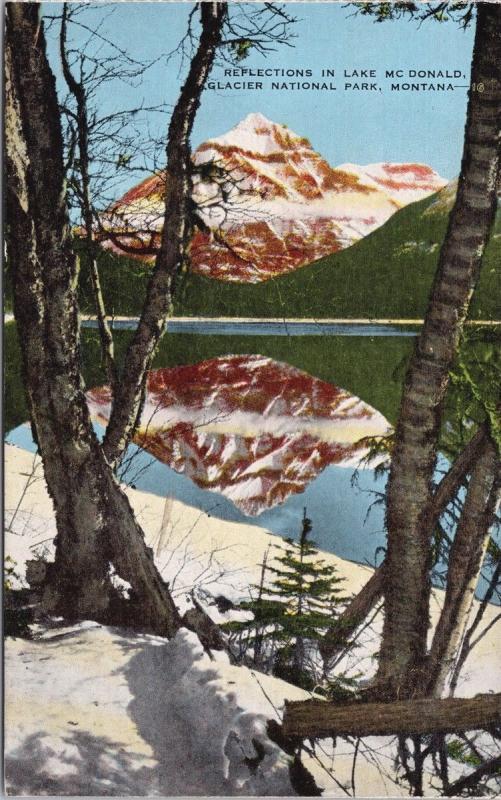 Lake McDonald Glacier National Park MT Montana Reflections Unused Postcard D69