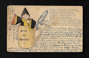 #26a Bavaria Post Karte Grus Aus Munden Book Rhyme Toasting from Stein Mug