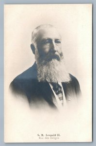 KING LEOPOLD II OF BELGIUM ANTIQUE REAL PHOTO POSTCARD RPPC