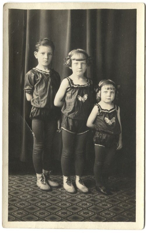 RPPC Postcard Children Dressed Like Gymnasts Early 1900s