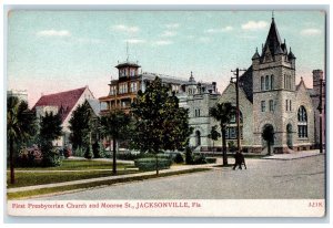 c1905's First Presbyterian Church & Monroe St. Building Jacksonville FL Postcard 