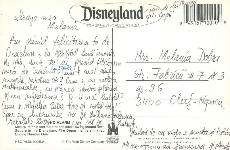 Disneyland Mickey Mouse & Minnie car postcard disney characters