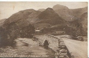 Cumbria Postcard - Langdale Pikes and Hotel - Ref 5251A