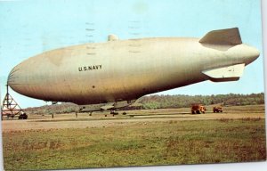 Postcard OH Akron - US Navy Blimp based at Goodyear Air-Dock