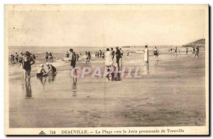 Old Postcard Deauville Beach to promende Jetee Trouville