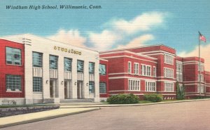 Vintage Postcard Windham High School Campus Building Williamantic Connecticut