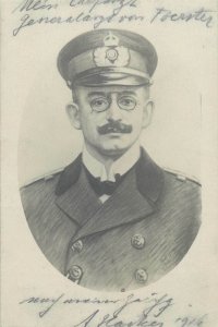 Great War hand drawn portrait of general von Foerster 1916 postcard