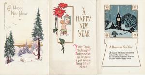 NEW YEAR   3 EMBOSSED POSTCARDS postcard