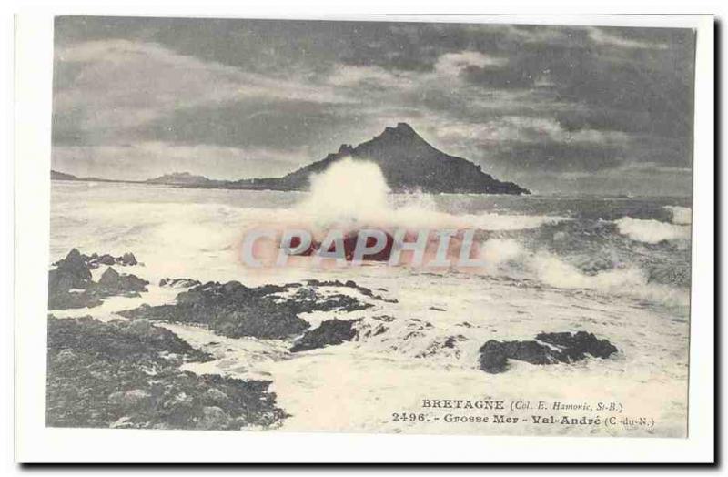 Britain Old Postcard Heavy seas Val Andre