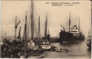 PC CONAKRY LE WHARF FRENCH GUINEA SHIP (a28727)