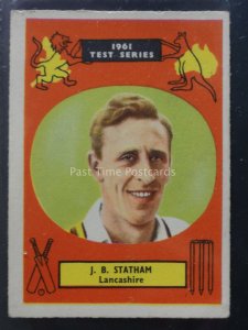 No.2 J B STATHAM Lancasher - Cricketers 1961 Test Series by A.B.C. Gum 1961