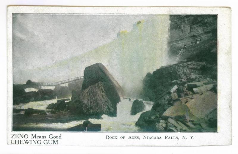 Rock of Ages, Niagara Falls, New York, Undivided back ZENO GUM AD Postcard