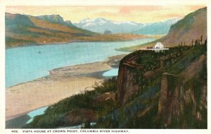 Vintage Postcard 1920's Vista House At Crown Point Columbia River Highway Oregon