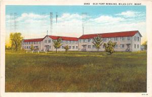 B59/ Miles City Montana Mt Postcard 1949 Old Fort Remains Military