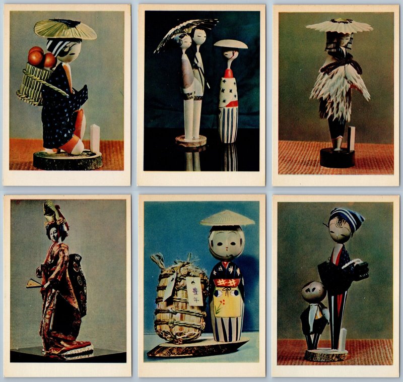 1964 JAPANESE FOLK DOLLS TOYS Ethnic Geisha Asia Japan RARE Set of 16 Postcards
