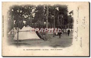 Old Postcard Maisons Laffitte The Front bandiere camp