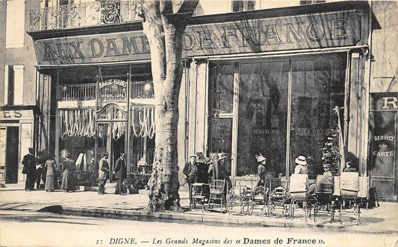 Paris Selling Wares On The Sidewalk Aux Dames de France Postcard