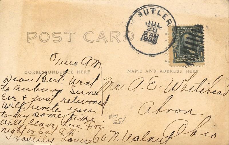 Butler Indiana~BHS: High School Building~Students Hang Out Windows~1908 RPPC