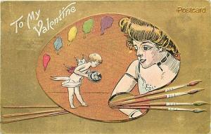 Valentine's Day, Women with Paint Brushes, Allied printing No. 276