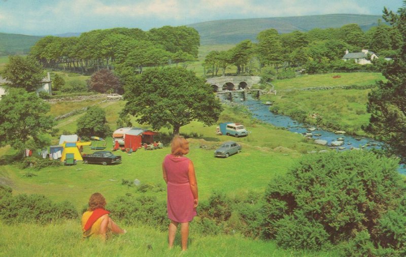 Postbridge Dartmoor 1970s Caravans & Ornings Postcard