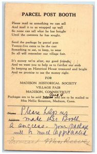 1938 Madison Historical Society Madison CT Parcel Post Booth Postal Card