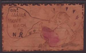 Oh Mama Move Back,Child,Comic,Leather Postcard 