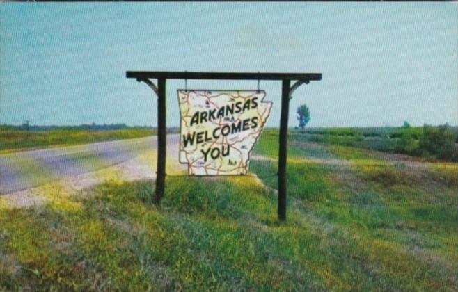 Arkansas Map Welcome Sign