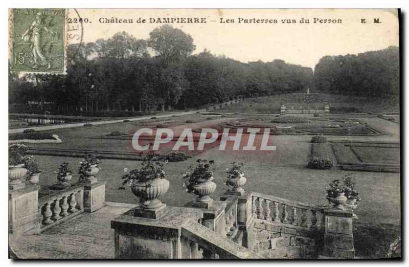 Old Postcard Chateau de Dampierre The Parterres seen Perron