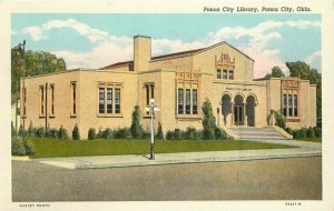 Oklahoma Pennington Teich Ponca City Library 1930s Postcard linen 20-11011